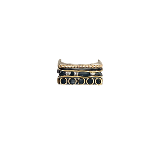 Square stack circles, oxidized silver, 18k gold