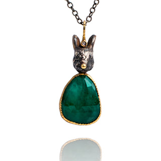 Emerald/ bunny necklace