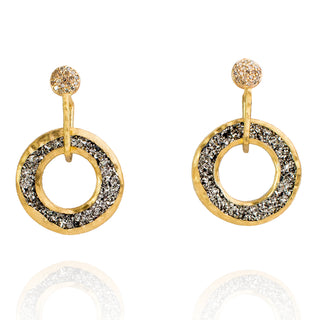 luxury round big circle gold plated earrings with crystal