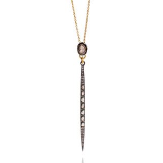 Diamond slice spear necklace with chain