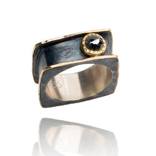 Black colored ring with black stone