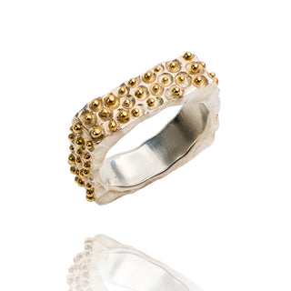Polka Dot Ring in sterling silver and 18k gold balls