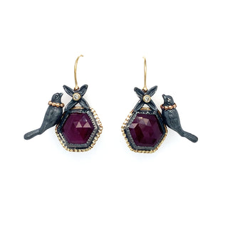 Ruby/ Bird earrings