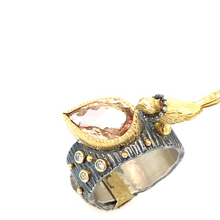 Watermelon tourmaline Bird Ring