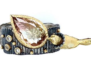 Watermelon tourmaline Bird Ring