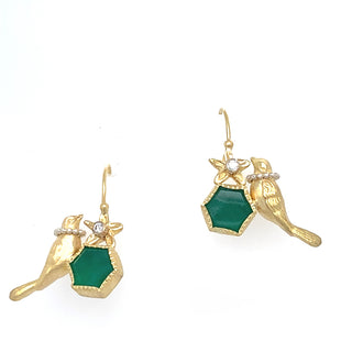 Emerald/ Bird earrings